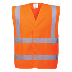 Kamizelka ostrzegawcza z taśmami pionowymi i poziomymi