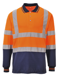 Dwukolorowa koszulka polo z długimi rękawami