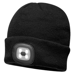 Czapka z wbudowaną latarką LED ładowana poprzez USB