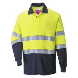 Dwukolorowa koszulka polo trudnopalna i antystatyczna